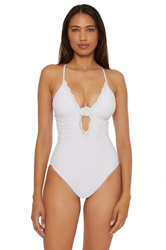 BECCA Damen Colette One Piece Swimsuit, Adjustable, Bathing Suits for Women Badeanzug, Weiss/opulenter Garten, S von BECCA