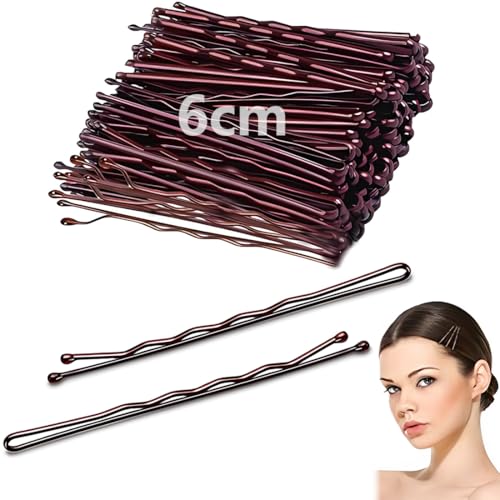 Haarnadeln 6cm, 50 Count Braun Haarnadeln für Frauen Dame Mädchen Kinder HaarnadelUnsichtbarer Wellen-Haargriff Haarspange Haarklammer Bulk-Haarschmuck von BECHS