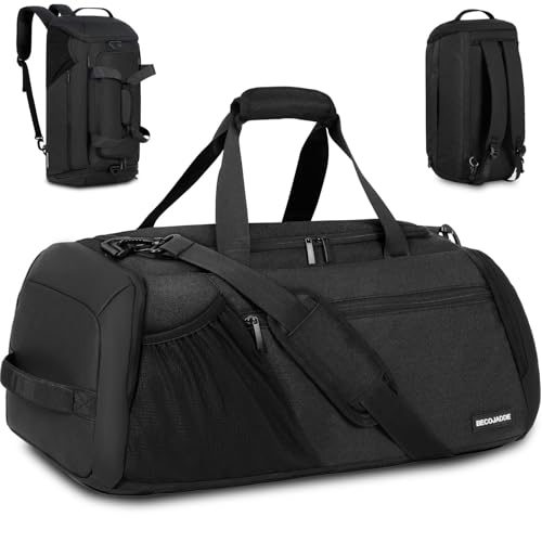 Sporttasche Herren 40L Groß Sporttaschen Reiserucksack Mehrere Taschen Rucksack mit Schuhfach Nassfach Wasserdicht für Schulter und Hand Trainingstaschen Weekender Tasche Sports Bags Schwarz von BECOJADDE
