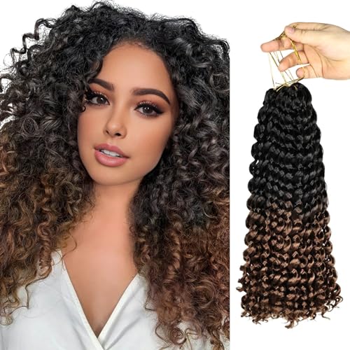 BECUS 5 Stück Crochet Hair für Schwarze Frauen Jamaican Bounce Wand Curl Crochet Braids 14 Zoll Kurz Gehäkelt lockiges Flechten Synthetische Haarverlängerungen(Schwarz/Braun #1B/30) von BECUS
