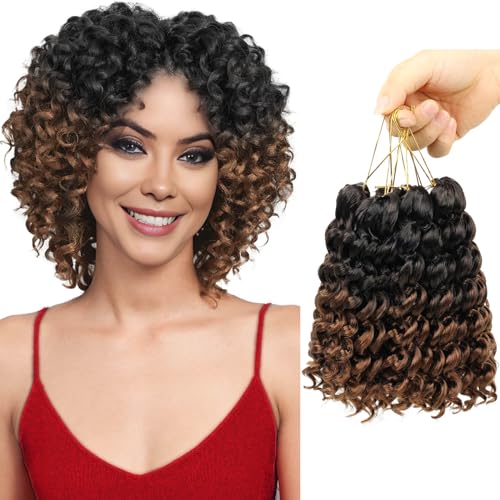 BECUS Crochet Hair Gogo Curl Crochet Braids für Schwarze Frauen tiefe Welle Wasserwelle Lockiges Extensions Zopf Flechten Synthetische Haarverlängerungen 3 Packungen(Schwarz/Braun #1B/30) von BECUS