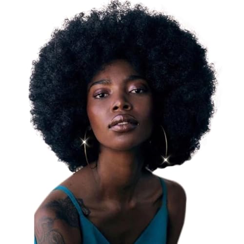 Becus Afro Lockenperücken für Schwarze Frauen Weiche Verworrene Lockige Perücke Synthetische Kurze Riesige Lockige Perücken für Frauen Täglichen Gebrauch und Kostüm Cosplay von BECUS