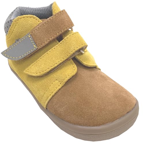 BEDA Barfußschuhe/Halbschuhe Klett, TEX Membran, Nubuk Leder v Caramel V2 Gelb/Beige (Caramel V2, EU Schuhgrößensystem, Kleinkind, Numerisch, M, 27) von BEDA