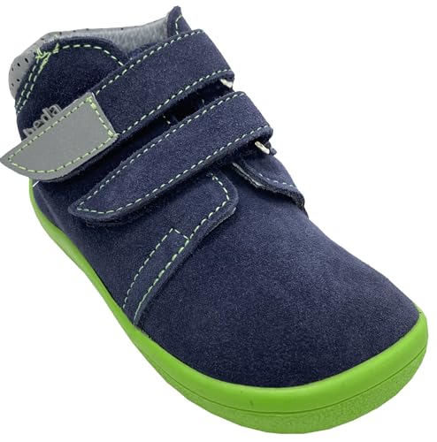 BEDA Barfußschuhe/Halbschuhe Klett, TEX Membran, Nubuk Leder v Marcus V2 Navy/Lemon (Marcus V2, EU Schuhgrößensystem, Kleinkind, Numerisch, M, 21) von BEDA