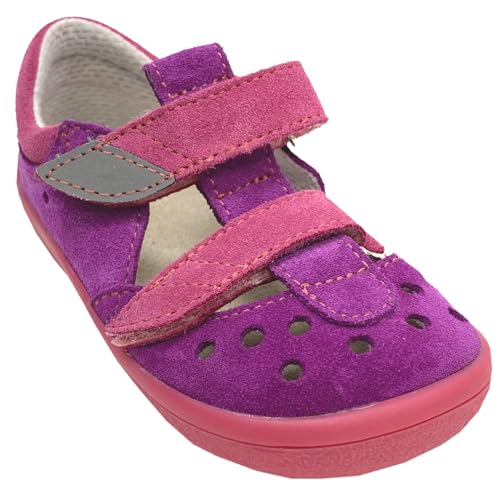 BEDA Halbsandalen/Minimalschuhe mit Doppelklett in Rosa/Violett Modell MIA (Mia Violett, EU Schuhgrößensystem, Kleinkind, Numerisch, M, 25) von BEDA