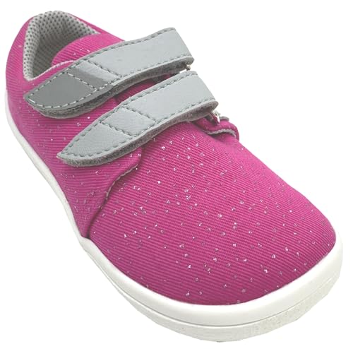 BEDA Leichte & super Flexible Textil Schuhe mit Mesh innen, Barfußschuhe Modell Stars oder Pink Shine (Pink Shine, EU Schuhgrößensystem, Grundschulkind, Numerisch, M, 34) von BEDA