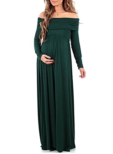 BEDAMALL Damen Umstandskleid Mutterschaft Maxi Kleid Bodenlänge Langarm Sexy Fotografie Schwangerschaft Kleid von BEDAMALL
