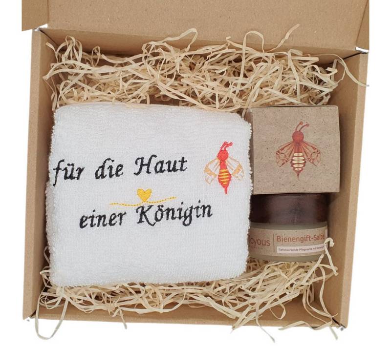 BEE Joyous Pflege-Geschenkset Geschenkset aus BEE Joyous Bienengiftsalbe & besticktem Gästehandtuch, Naturkosmetik, Geschenkset von BEE Joyous