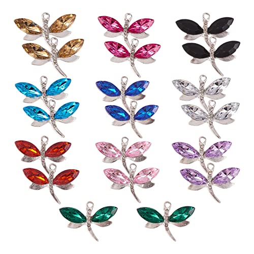 BEEFLYING 40 Stück Libelle Legierung Charms Strasssteine baumeln Charms Nachgemachte Libellen-Anhänger für Halsketten Armbänder Schmuckherstellung Bastelbedarf von BEEFLYING