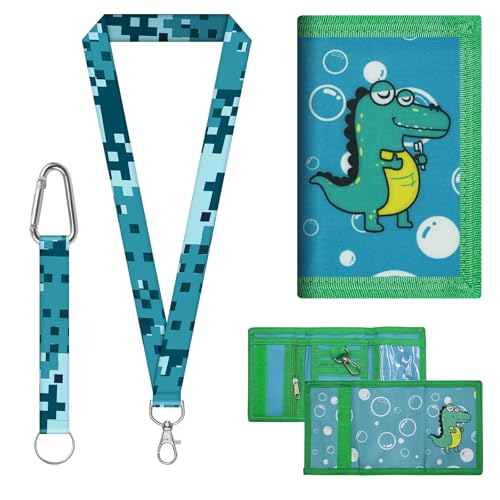 Kinder Geldbeutel Brustbeutel Kinder mit Lanyard Geldbeutel Kinder For Boys and Girls mit Münzfach und Geldscheinfach Dreifach Faltbar Kinder Geldbörse für Kinder Geburtstag Geschenke(Krokodil Grün) von BEELUKY
