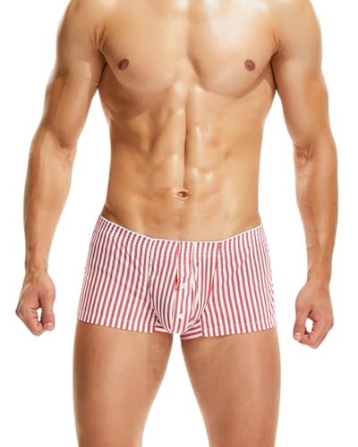 BEEMEN Boxershorts tiefsitzende Low Rise Atmungsaktive Trunks aus weicher Leichter Baumwolle Herren Unterwäsche Gestreift mit Eingriff von BEEMEN