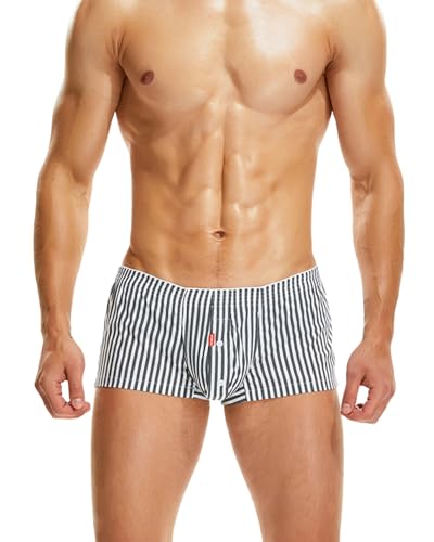 BEEMEN Boxershorts tiefsitzende Low Rise Atmungsaktive Trunks aus weicher Leichter Baumwolle Herren Unterwäsche Gestreift mit Eingriff von BEEMEN