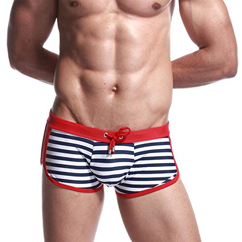 BEEMEN Herren Schwimmhose Badehose Swimwear Swimmboxer Badeshorts (Rot-Weiß, XL (Europe Size L)) von BEEMEN