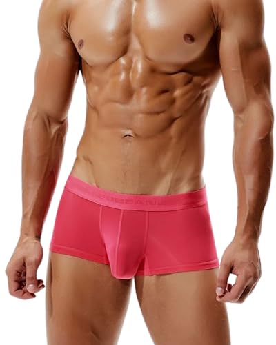 SEOBEAN Herren Boxershorts Low Rise Eisseide Mikrofaser Unterwäsche – Pink – Größe L – atmungsaktiv, ultraweich, kühlend von BEEMEN