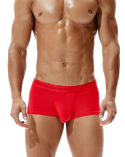 SEOBEAN Herren Boxershorts Low Rise Eisseide Mikrofaser Unterwäsche – Rot – Größe XL – atmungsaktiv, ultraweich, kühlend von BEEMEN