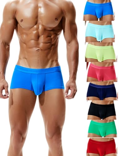 SEOBEAN Herren Boxershorts Low Rise Eisseide Mikrofaser Unterwäsche – Multipack aus 8 – Größe XL – atmungsaktiv, ultraweich, kühlend von BEEMEN