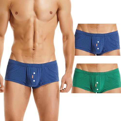 BEEMEN Low Rise Herren Unterwäsche Männer Boxershorts Mini Trunks Non-Stretch Designer Atmungsaktive Nylon Unterhose mit Eingriff, 2er Packung von BEEMEN