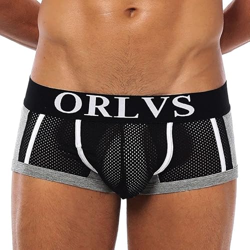 BEEMEN ORLVS Low Rise Herren Boxershort Mesh Net Slip Unterhose Männer Unterwäsche Atmungsaktiv von BEEMEN