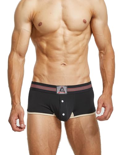 SEOBEAN Herren Boxershorts Low Rise Baumwolle Casual Männer Unterhose Retroshorts Trunks Schwarz L von BEEMEN