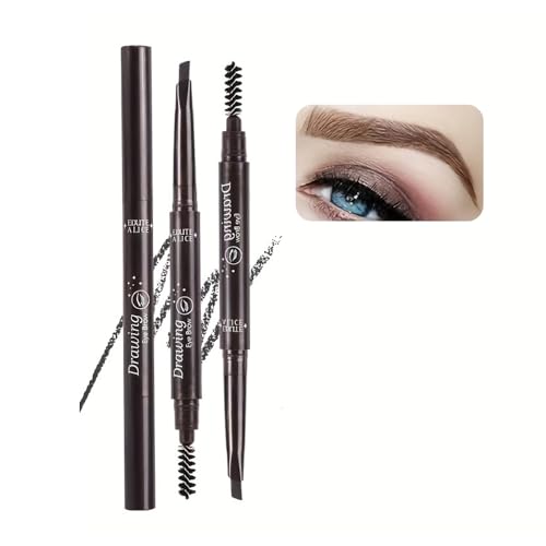 Augenbrauenstift mit Brauenbürste, beidseitiger Mikrobrauenstift zum Zeichnen der Augenbrauen, wasserfest, füllt die Brauen auf, langanhaltender, natürlicher Look (Braun) von BEENLE