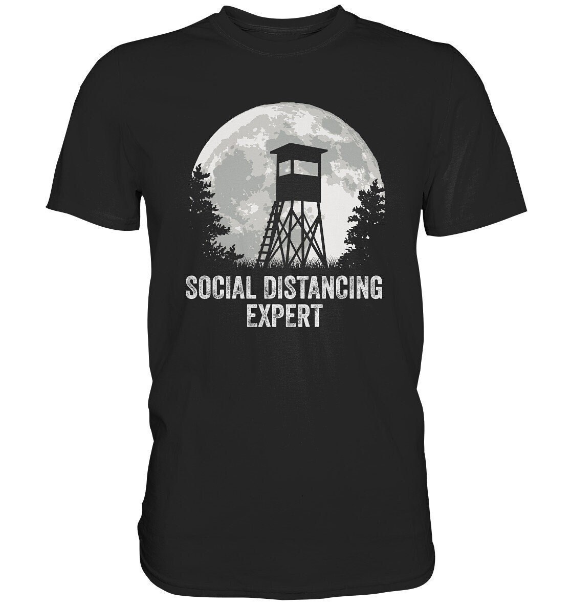 Jäger Jagen Hochsitz Jagd Ansitz Kanzel Vollmond Ansitzjagd Treibjagd Social Distancing Mondschein - Premium Shirt Jäger Jagen Hochsitz Jagd Ansitz Kanzel Vollmond Ansitzjagd Treibjagd Social Distancing Mondschein - Premium Shirt von BEENLI
