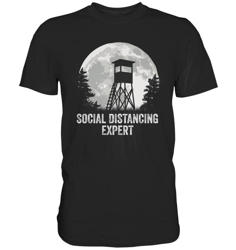 Jäger Jagen Hochsitz Jagd Ansitz Kanzel Vollmond Ansitzjagd Treibjagd Social Distancing Mondschein - Premium Shirt von BEENLI