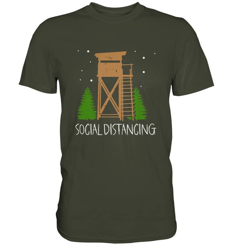 Jagd Jäger Jägerin | Ansitzjagd Ansitzkanzel Wald Jägersmann Social Distancing - Premium Shirt von BEENLI