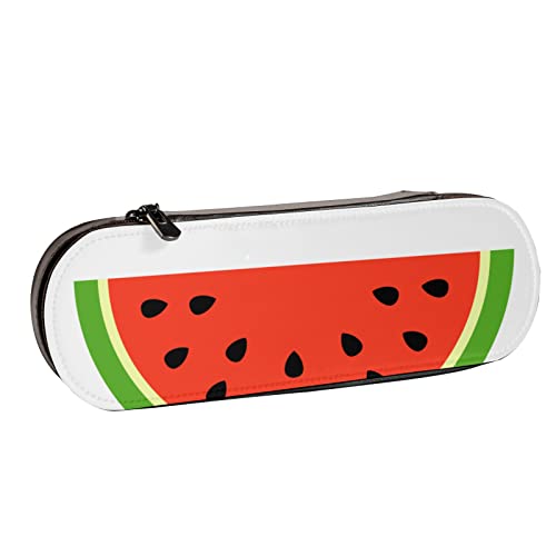 BEEOFICEPENG Federmäppchen, frische, süße, köstliche Wassermelone, Leder-Federmäppchen, Stifttasche, Büro, Schule, Schmuckkästchen, Make-up-Pinsel-Box von BEEOFICEPENG