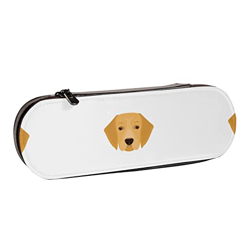 BEEOFICEPENG Federmäppchen, niedlicher Aquarell-Hund, Golden Retriever, Leder-Federmäppchen, Stifttasche, Büro, Schule, Schmuckkästchen, Make-up-Pinsel-Box von BEEOFICEPENG