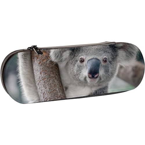 BEEOFICEPENG Federmäppchen, schöner Koala auf Baum, Leder-Federmäppchen, Stifttasche, Büro, Schule, Schmuckkästchen, Make-up-Pinsel-Box von BEEOFICEPENG