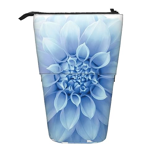 BEEOFICEPENG Teleskop-Federmäppchen, Blauer Dahlie-Blumenständer, Bleistifthalter, Federmäppchen, Stifttasche, Make-up-Tasche von BEEOFICEPENG