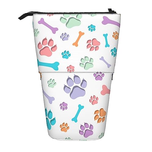 BEEOFICEPENG Teleskop-Federmäppchen, Hundeknochen, Pfotenabdruck-Ständer, Stifthalter, Federmäppchen, Stifttasche, Make-up-Tasche von BEEOFICEPENG