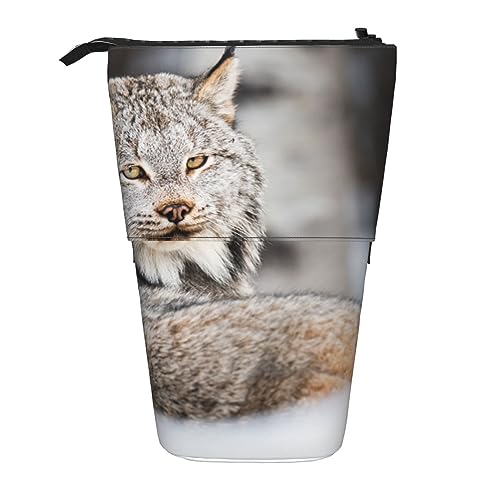 BEEOFICEPENG Teleskop-Federmäppchen, Kanada-Luchs-Druck, Ständer, Stiftehalter, Federmäppchen, Stifttasche, Make-up-Tasche von BEEOFICEPENG