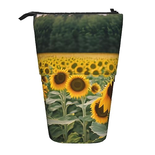 BEEOFICEPENG Teleskop-Federmäppchen, Sonnenblumen-Sonnenuntergang, Sonnenlicht, Landschaftsdruck, Ständer, Stifthalter, Federmäppchen, Stifttasche, Make-up-Tasche von BEEOFICEPENG