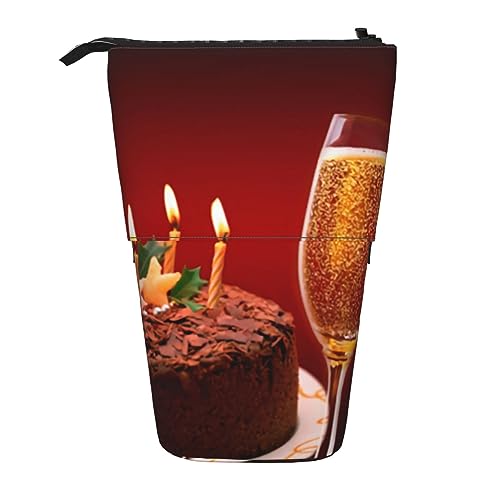 BEEOFICEPENG Teleskop-Federmäppchen, Stand-Bleistifthalter mit Aufschrift „Toast to Your Birthday“, Federmäppchen, Stifttasche, Make-up-Tasche von BEEOFICEPENG