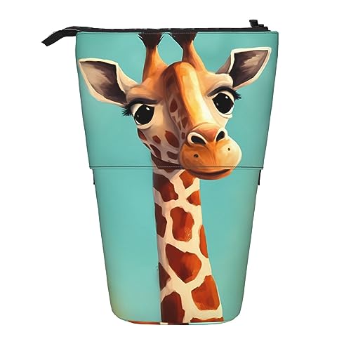 BEEOFICEPENG Teleskop-Federmäppchen, lustiger Giraffen-Kunstdruck, Ständer, Bleistifthalter, Federmäppchen, Stifttasche, Make-up-Tasche von BEEOFICEPENG