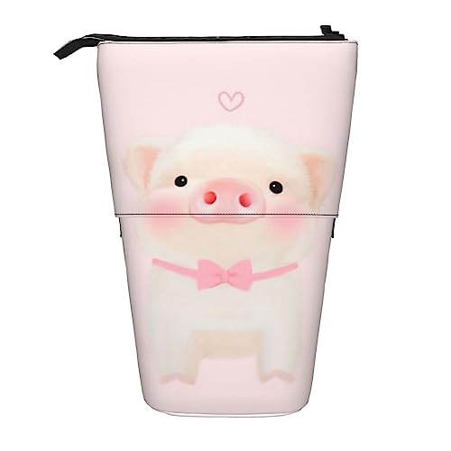 BEEOFICEPENG Teleskop-Federmäppchen, rosa Schweinchen-Ständer, Stifthalter, Federmäppchen, Stifttasche, Make-up-Tasche von BEEOFICEPENG