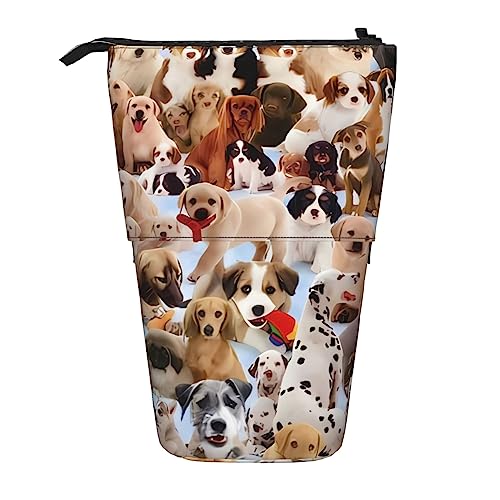 BEEOFICEPENG Teleskop-Federmäppchen, süßes Haustier-Hunde-Ständer, Bleistifthalter, Federmäppchen, Stifttasche, Make-up-Tasche von BEEOFICEPENG