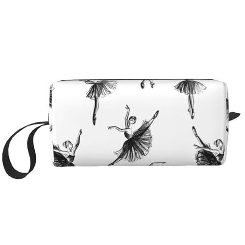 Make-up-Tasche, Empfangstasche, Reise-Kosmetiktasche, Kulturbeutel, tragbarer Make-up-Taschen-Organizer,Ballerinas zeichnen auf Weiß Make-up-Tasche, Empfangstasche, Reise-Kosmetiktasche, Kulturbeutel, tragbarer Make-up-Taschen-Organizer,Ballerinas zeichnen auf Weiß von BEEOFICEPENG