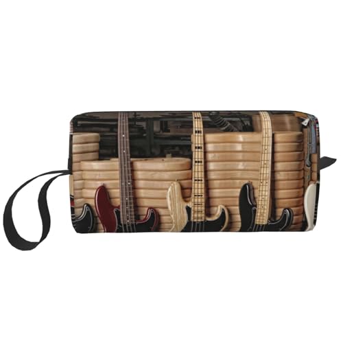 Make-up-Tasche, Empfangstasche, Reise-Kosmetiktasche, Kulturbeutel, tragbarer Make-up-Taschen-Organizer,Gitarren-Bass-Musikinstrumente gedruckt von BEEOFICEPENG