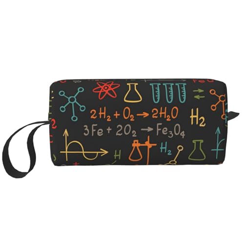 Make-up-Tasche, Empfangstasche, Reise-Kosmetiktasche, Kulturbeutel, tragbarer Make-up-Taschen-Organizer,Gleichungsexperiment zur pädagogischen Chemie von BEEOFICEPENG