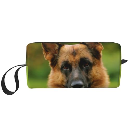 Make-up-Tasche, Empfangstasche, Reise-Kosmetiktasche, Kulturbeutel, tragbarer Make-up-Taschen-Organizer,Glücklicher Deutscher Schäferhund gedruckt von BEEOFICEPENG