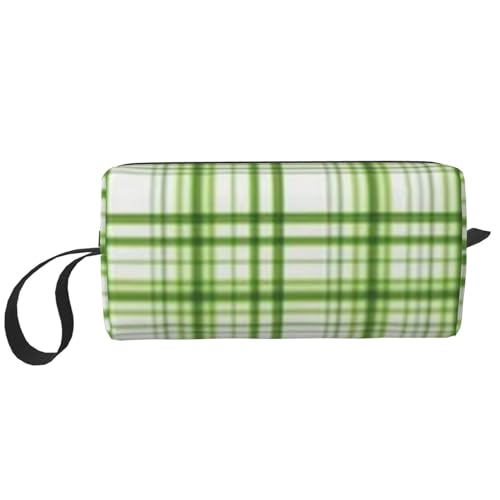 Make-up-Tasche, Empfangstasche, Reise-Kosmetiktasche, Kulturbeutel, tragbarer Make-up-Taschen-Organizer,Grüner Gingham von BEEOFICEPENG