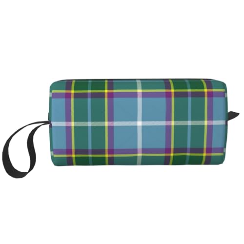 Make-up-Tasche, Empfangstasche, Reise-Kosmetiktasche, Kulturbeutel, tragbarer Make-up-Taschen-Organizer,Isle Man Laxey Manx District Tartan Abstract von BEEOFICEPENG