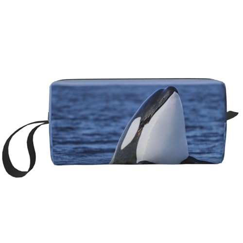 Make-up-Tasche, Empfangstasche, Reise-Kosmetiktasche, Kulturbeutel, tragbarer Make-up-Taschen-Organizer,Killerwale Orca von BEEOFICEPENG