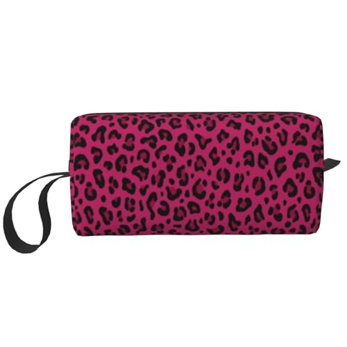 Make-up-Tasche, Empfangstasche, Reise-Kosmetiktasche, Kulturbeutel, tragbarer Make-up-Taschen-Organizer,Liebe Leopard Leopardenmuster in Pink von BEEOFICEPENG