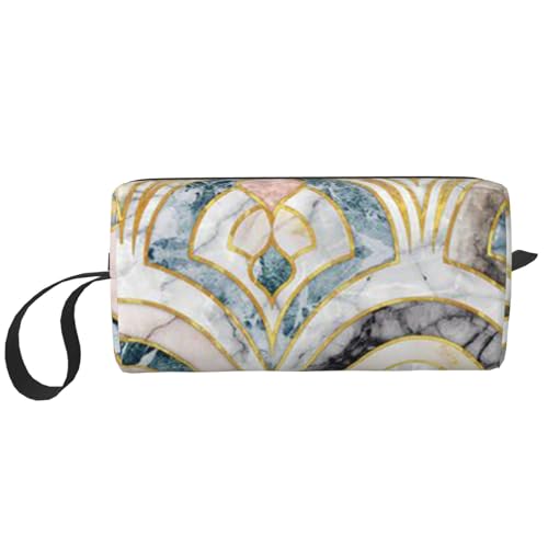 Make-up-Tasche, Empfangstasche, Reise-Kosmetiktasche, Kulturbeutel, tragbarer Make-up-Taschen-Organizer,Marmor-Art-Deco-Fliesen mit weichem Pastellmuster von BEEOFICEPENG