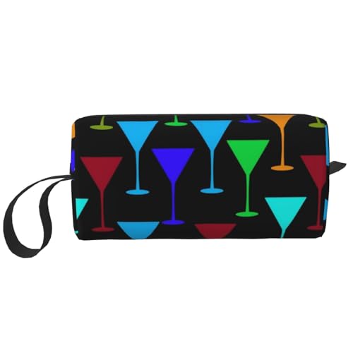 Make-up-Tasche, Empfangstasche, Reise-Kosmetiktasche, Kulturbeutel, tragbarer Make-up-Taschen-Organizer,Martini-Glas-Muster von BEEOFICEPENG