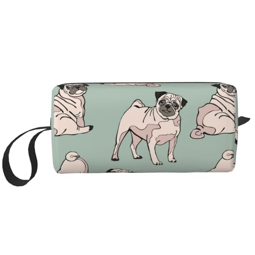 Make-up-Tasche, Empfangstasche, Reise-Kosmetiktasche, Kulturbeutel, tragbarer Make-up-Taschen-Organizer,Mops-Hunde sitzen von BEEOFICEPENG