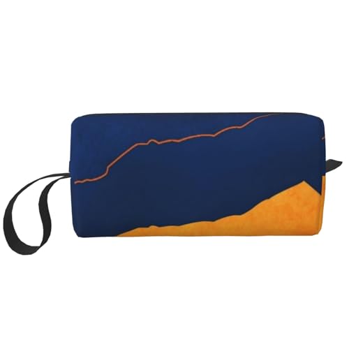 Make-up-Tasche, Empfangstasche, Reise-Kosmetiktasche, Kulturbeutel, tragbarer Make-up-Taschen-Organizer,Orange-Blauer unregelmäßiger Farbverlauf von BEEOFICEPENG